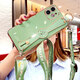優(yōu)蕾絲 蘋果12手機(jī)殼iPhone12Pro保護(hù)Max硅膠套mini腕帶斜挎可背掛繩軟殼女款全包 蘋果12【牛油果綠】全屏鋼膜+斜挎掛繩