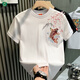 攸帝娣夏季中國風錦鯉棉質(zhì)復(fù)古百搭刺繡T恤短袖男2025新款時尚體恤ins潮 白色 L 建議105-125斤