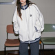 小野七天棒球服外套女美式立領(lǐng)衛衣2024新款休閑寬松慵懶百搭夾克上衣 棒球服外套【白灰色均碼】