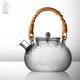 九土日式耐高溫錘紋玻璃壺電陶爐煮茶壺燒水壺手工編織提梁壺泡茶壺 錘紋壺銅珠復古色編繩把手