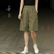 善己春夏薄款休閑高腰直筒五分褲女垂感文藝顯瘦百搭寬松工裝短褲 軍綠色 M 【現貨發(fā)售】