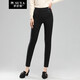 每時(shí)女褲冬季鉛筆褲女松緊腰小腳褲雙層加絨加厚保暖休閑褲9120黑2XL