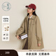 紫涵（ZIHAN）紫涵中長(cháng)款翻領(lǐng)風(fēng)衣女2025年秋季新款學(xué)院風(fēng)刺繡單排扣卡其色外套 卡其 M