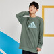 阿迪達斯（adidas）兒童U BOS CREW運動(dòng)長(cháng)袖綠色圓領(lǐng)衛衣套頭衫HN8478 綠/藍 A152 