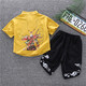 圓圓米米男童春裝中國風(fēng)園服套裝1-3歲男女寶寶夏季衣服兒童6夏春秋兩件套 悟空棉麻套裝黃色 100