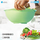 阿司倍鷺進(jìn)口塑料瀝水洗菜籃洗菜盆 抑菌廚房瀝水籃淘米盆洗米盆 4314-01綠色