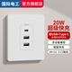國際電工86型USB插座面板暗裝墻壁手機(jī)智能充電多口Type-c插座20W快充家用 白色雙USB+Type-C【快充20W】