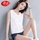 浪莎（LangSha）輕奢高檔品牌白色純棉寬松V領(lǐng)吊帶背心女內搭夏季純色外穿無(wú)袖打 白色 3XL (125~135斤)