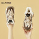 達(dá)芙妮（DAPHNE）七夕雪地靴女秋冬加絨加厚保暖短靴冬季新款女鞋增高冬棉鞋 杏咖色跟高5.5cm加絨 36 (230mm) 標(biāo)準(zhǔn)碼