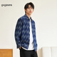 gxg.jeans男裝牛仔襯衫 2024年秋季翻領(lǐng)提花工藝襯衣 藍色 M (170)