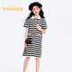 巴拉巴拉童裝女童裙子夏裝連衣裙A型POLO裙中大童時(shí)尚舒適寬松潮 黑白色調00491 140