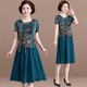 俞兆林（YUZHAOLIN）母親節禮物媽媽夏裝連衣裙中老年女裝夏季新中式老人裙子優(yōu)雅女裙 藍色 2XL (建議105-120斤)
