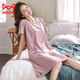 貓人（MiiOW）加肥加大碼胖mm200斤純棉睡裙女2026夏季薄款短袖寬松睡衣夏天穿 114主圖 XXXL【160-180斤內】