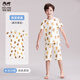 瑁恩·瑁愛(ài)（Mn·Mo）男童純棉睡衣薄款短袖家居服套裝兒童夏季寶寶全棉空調服 熊寶奇遇(冰川米白) 100 碼適合身高約90cm