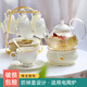 那些時(shí)光歐式茶具陶瓷英式茶壺下午 茶花茶杯茶具套裝耐熱泡茶壺 金玫瑰(6杯碟+壺) 含鐵架+金勺-禮盒裝