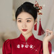 締晶新娘秀禾頭飾金色鳳冠中式結婚古裝流蘇發(fā)飾顯臉小秀禾服配飾大氣 百年好合秀禾服頭飾【耳夾款】
