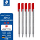 施德樓（STAEDTLER）針管筆勾線(xiàn)筆 0.3mm纖維頭水性墨水可洗直液簽字筆 美術(shù)繪圖描線(xiàn)速干筆 紅色5支334-2