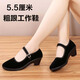 YI DOU老北京布鞋女高跟黑色單鞋中跟防滑輕便酒店服務(wù)員工作鞋舞蹈鞋 黑色 (腳寬腳胖拍大一碼） 37