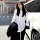 啄木鳥打底衫女2025春秋中長(zhǎng)款長(zhǎng)袖t恤女內(nèi)搭純棉寬松百搭上衣 白色 M