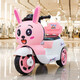 炫童兒童電動(dòng)摩托車(chē)玩具車(chē)男女孩寶寶電動(dòng)三輪車(chē)可坐人小孩充電電瓶車(chē) 粉色小兔：雙驅+大電瓶+早教音樂(lè ) 遙控款（可自駕）