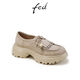 FED復(fù)古樂(lè)福鞋春季新款女鞋厚底松糕鞋系帶單鞋女款D1206-YAC005 米色 37