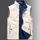 卡思威儀雙面穿馬甲男休閑大碼純棉立領(lǐng)男裝無(wú)袖外套男春秋兩面穿馬夾背心 米白色/反面藍色 L /建議130斤體重左右