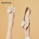 達(dá)芙妮（DAPHNE）單鞋女皮鞋低跟新款尖頭蝴蝶結(jié)粗跟軟底鞋子氣質(zhì)仙女通勤工作鞋 米色  跟高2.5cm 38 (240mm)