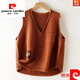 皮爾卡丹（pierre cardin）日系針織馬甲背心女新款2025春秋毛線(xiàn)V領(lǐng)寬松慵懶風(fēng)外搭坎肩馬夾 瓦紅 S