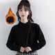 盛賽熙2023款加絨加厚春秋冬韓版女裝打底職業(yè)裝長(cháng)袖襯衫女學(xué)生制服襯衣 黑色【加絨】 S 推薦【80斤-95斤】