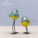 榮山 歐式創(chuàng  )意鄉村可愛(ài)玻璃小鳥(niǎo)窗臺庭院小擺件軟裝家居玄關(guān)裝飾品 黃藍一對