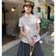 寶格妍學(xué)院蕾絲花邊短袖襯衫2024設(shè)計白色夏季修身新款顯瘦襯衣上衣 白色蕾絲 XL 115-130斤