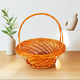 購物籃編織水果筐柳條水果籃花籃鮮花手提籃禮品籃藤編水果籃子 蜜糖色 大號-口徑31cm高31cm