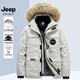JEEP SPIRIT極寒冬季男士羽絨服加厚寬松工裝休閑加肥加大碼毛領(lǐng)加厚保暖外套 象牙白【真貉子毛領(lǐng)】 L 【100-120斤】