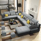 駿森沙發(fā)客廳家具組合U型簡(jiǎn)約現代大戶(hù)型轉角可拆洗布藝沙發(fā) 高雅灰【超柔植絨】 六件套【乳膠版帶地毯4小凳子】