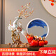 歐梵普（oufanpu）喬遷之喜禮物搬家開(kāi)業(yè)禮品創(chuàng)意鹿輕奢電視柜客廳玄關(guān)流沙畫(huà)擺件 一鹿高升事事如意擺件（霧藍(lán)） 【福鹿發(fā)財(cái)，節(jié)節(jié)高升】