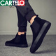 卡帝樂(lè )鱷魚(yú)（CARTELO）切爾西靴男士馬丁靴男款一腳蹬高幫棉鞋男鞋秋冬翻毛皮鞋加絨靴子 860黑色(加絨) 41