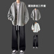 安初夏春秋華夫格針織開(kāi)衫外套男痞帥搭配牛仔褲青年潮牌休閑三件套男裝 【3件套】開(kāi)衫淺灰+牛仔褲黑+長(cháng) XL 建議120-140斤