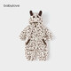 babylove【清倉】嬰兒連體衣秋冬款保暖雙面絨哈衣爬服寶寶外出連帽衣服