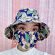 Shiftend新款遮陽(yáng)帽子口罩一體防曬帽夏季干活騎行戶(hù)外遮臉采茶帽 藍色花 口罩一體帽