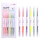 得力文具熒光筆熒光標記筆學(xué)生用粗劃重點(diǎn)雙頭彩色記號筆糖果色作業(yè)筆記閃光淡色系繪畫(huà)筆6支裝 6支6色（斜頭+圓頭）