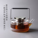 ORTOR玻璃茶壺透明玻璃燒水壺家用辦公提梁壺電陶爐玻璃水具套裝 提梁手柄壺（不銹鋼壺蓋）