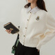 KAHTOP2025春秋新款學(xué)院風(fēng)POLO領(lǐng)假兩件拼接針織衫女毛衣開衫WTC 白色開衫 均碼