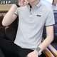 吉普短袖T恤男夏季POLO打底衫翻領(lǐng)商務(wù)休閑上衣青年體恤男裝半袖 BJ501灰色（黑袖） 4XL