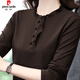 皮爾卡丹（pierre cardin）德絨半高領(lǐng)打底衫女秋冬韓版長(cháng)袖百搭修身洋氣中年蕾絲上衣女時(shí)尚 8032  咖色 3XL 建議130-145斤