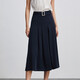 藍地（LANDI）藏藍色壓褶高腰半身裙女秋季新款中長(cháng)裙 藏藍色 L