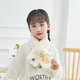 叕二叕 親子韓版冬季可愛(ài)卡通小熊毛絨圍巾保暖加厚少女百搭交叉圍脖 白色【兒童款】