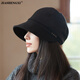 JIASHENGXI帽子女韓版日系秋冬季堆堆帽子女休閑優(yōu)雅英倫百搭漁夫帽馬術(shù)帽潮 黑色 均碼