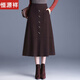 恒源祥100%羊毛針織半身裙秋冬新款加厚高腰顯瘦中長(cháng)彈力中長(cháng)款裙子百搭 咖色 L【建議100-120斤】