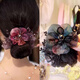 CLCEY喜婆婆盤發(fā)頭飾2024新款高端頭花發(fā)繩發(fā)圈結婚氣質喜媽媽頭繩發(fā)飾 紫紅色+墨綠黑