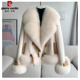 皮爾卡丹（pierre cardin）2025冬新款氣質(zhì)皮毛一體外套女百搭顯瘦棉服大毛領(lǐng)皮草上衣 米色 L 建議116-139斤